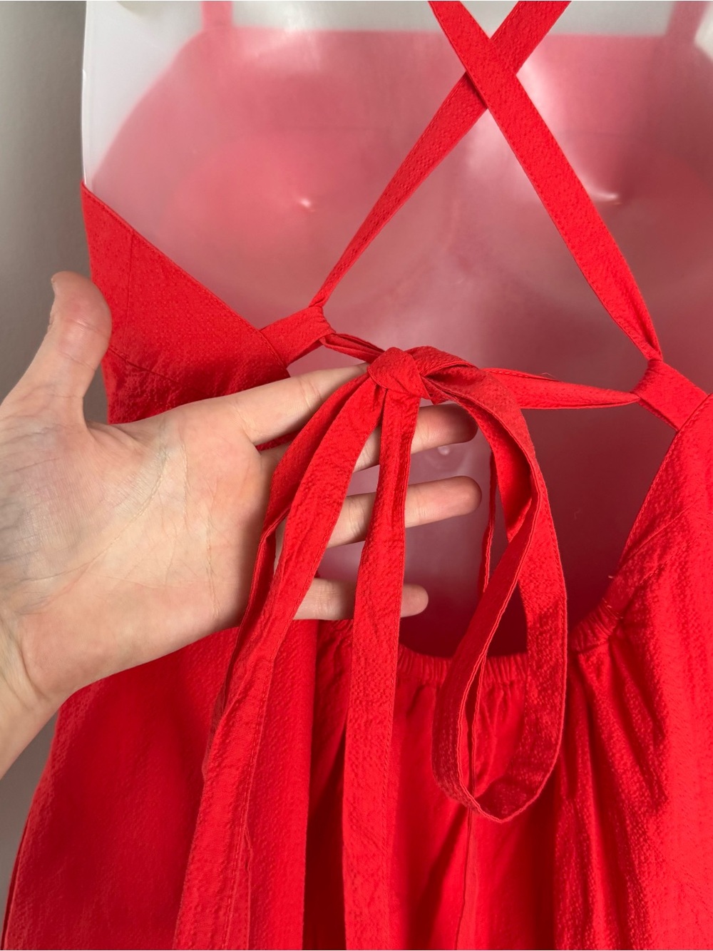 Everlane Red Open Strappy Back Tiered Cotton Midi Dress Size 4 - Picture 11 of 15